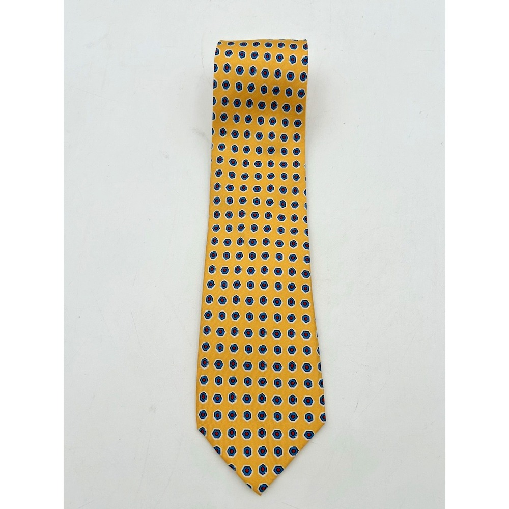 Lauren Ralph Lauren Neck Tie Mens Yellow Blue Red Geometric USA Silk